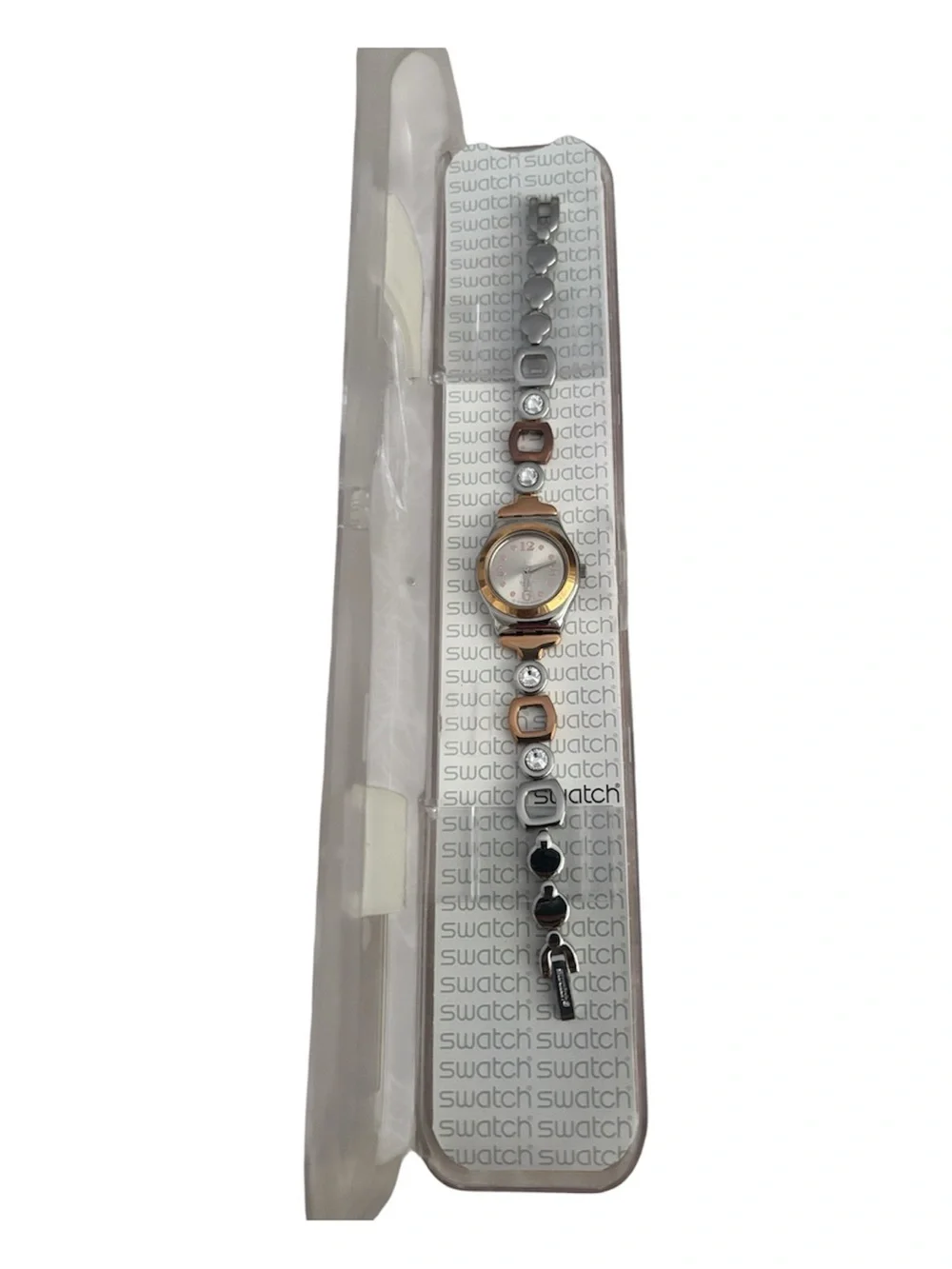 Swatch Two-Tone Rose Gold and Silver Ladies Bracelet Watch